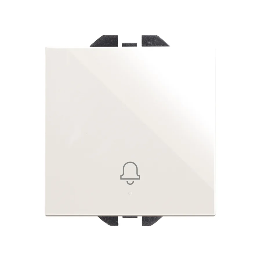 Simon 270 Bouton-poussoir 10 AX 230 V~ avec symbole cloche gravé et système de bornage rapide blanc
