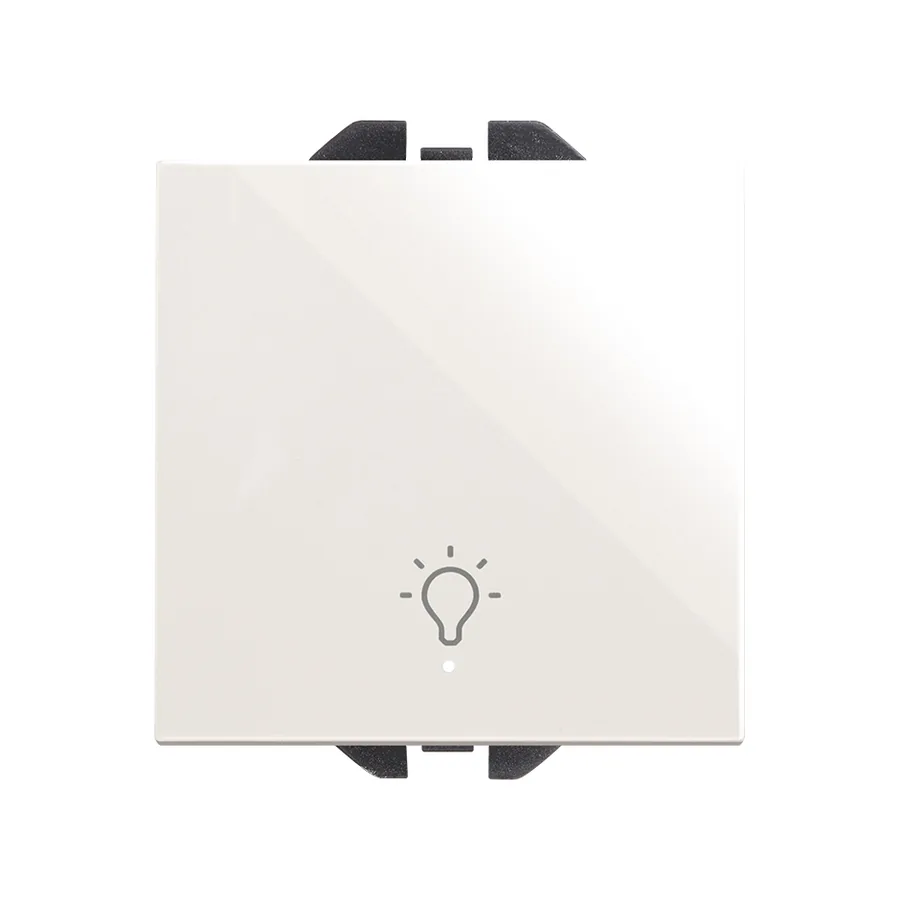 Simon 270 Bouton-poussoir 10 AX 230 V~ avec symbole lumière gravé, témoin intégré et système de bornage rapide blanc